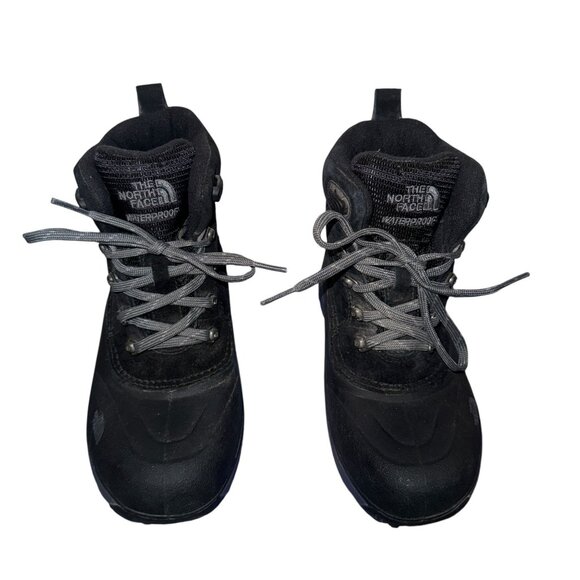 The North Face Heat Seeker Winter Snow Boots Boys 1 Black Leather Waterproof - Picture 3 of 10